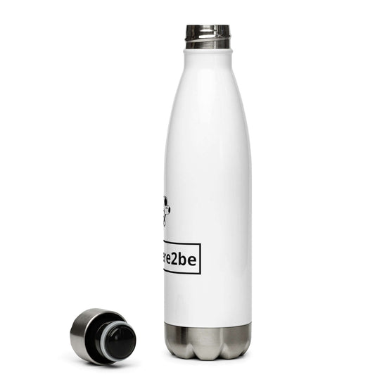 Nowhere2be Stainless Steel Water Bottle with cap removed, designed for hot and cold beverages.