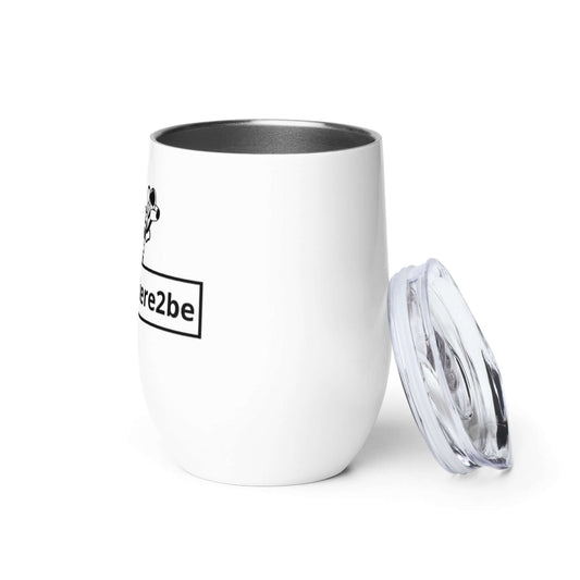Nowhere2be Wine Tumbler in white stainless steel with lid, perfect for outdoor parties and travel.