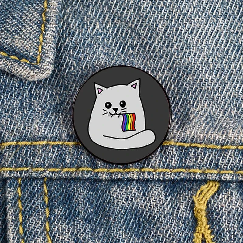 Add charm to your outfit with this Cat Pin custom brooch. Ideal for bags, shirts, and as a teacher gift!