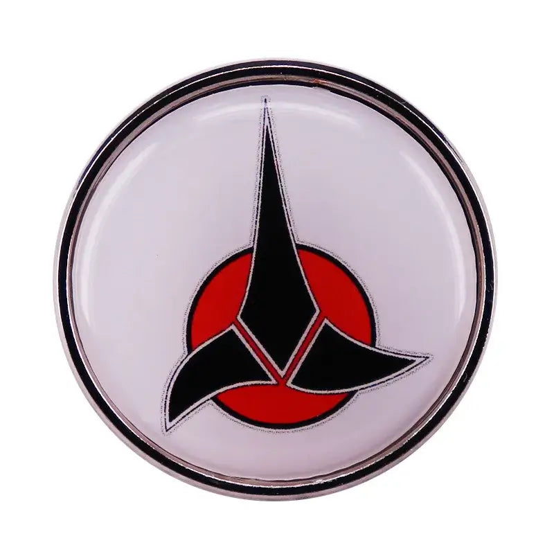 ST-Star X Trek enamel pin featuring a black and red design, perfect for backpacks and fashion accessories.