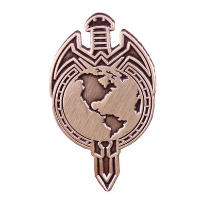 ST-Star X Trek Enamel Pin featuring a globe design with sword accents, perfect for backpacks and jewelry.