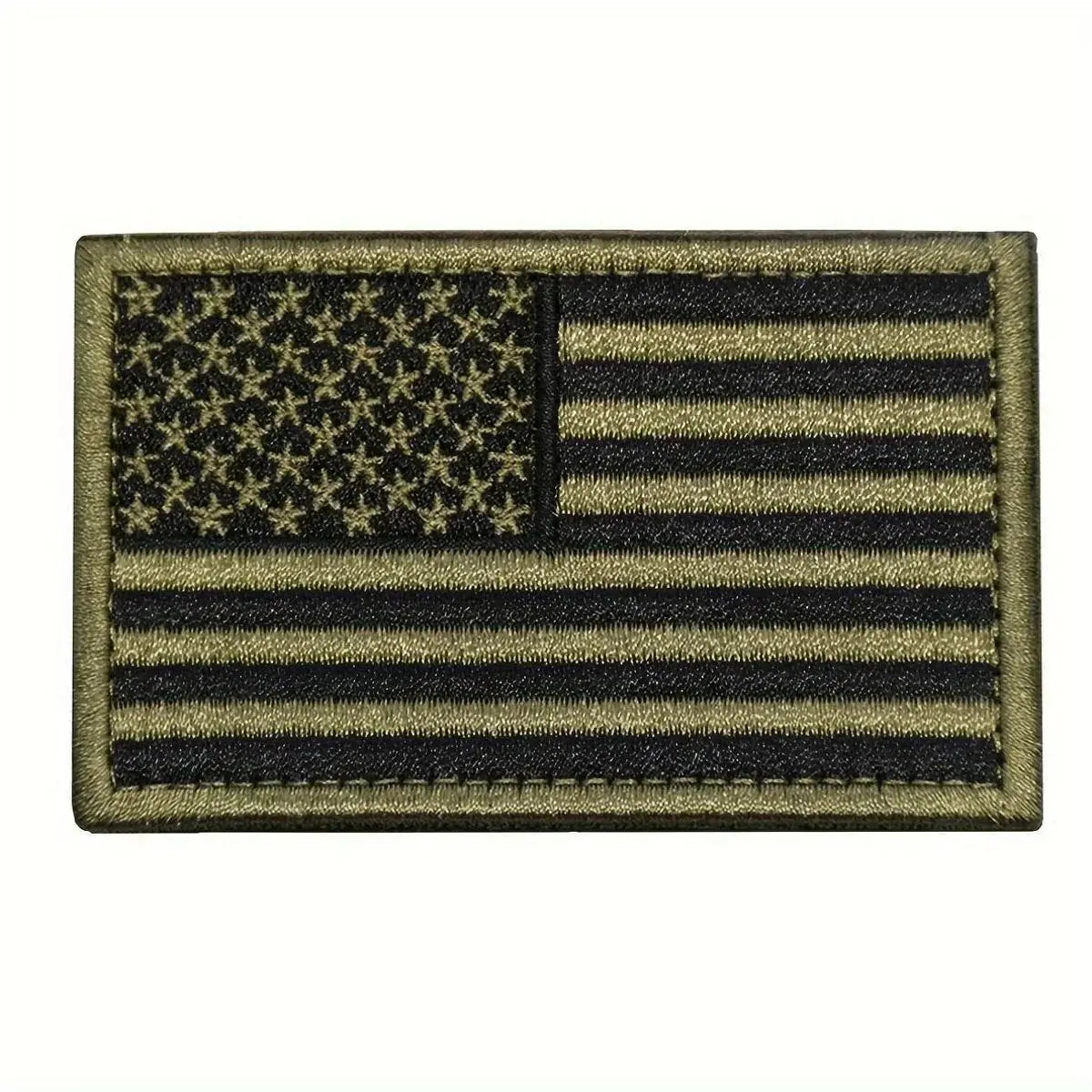 Black and Army Green USA flag embroidered patch, 8x5cm, perfect for hats and jackets.