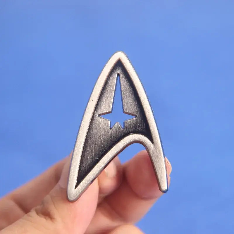 ST-Star X Trek enamel lapel pin with star design, ideal for backpacks and jackets, crafted from high-quality zinc alloy.