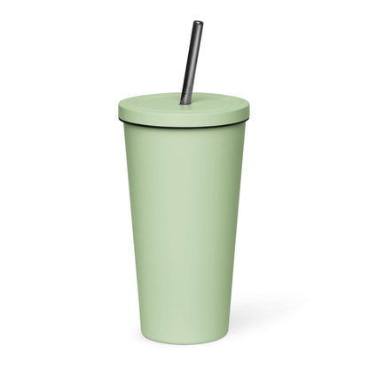 Nowhere2be Insulated Tumbler with a Straw in green color, stylish and functional drinkware for everyday use.