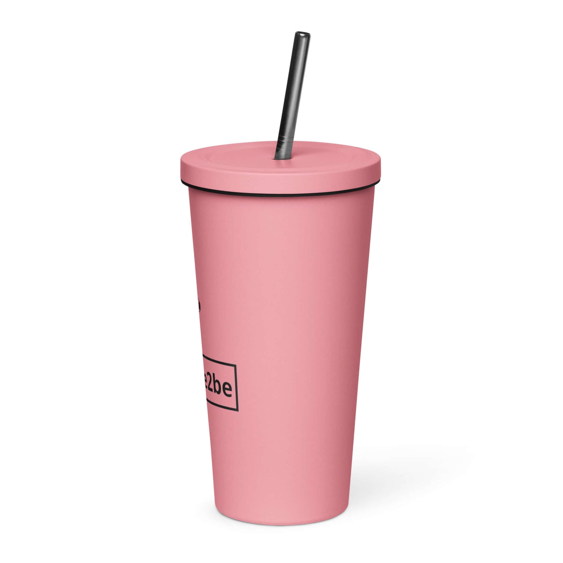 Nowhere2be Insulated Tumbler with a Straw in pink with black lid and straw, stylish and functional drinkware.