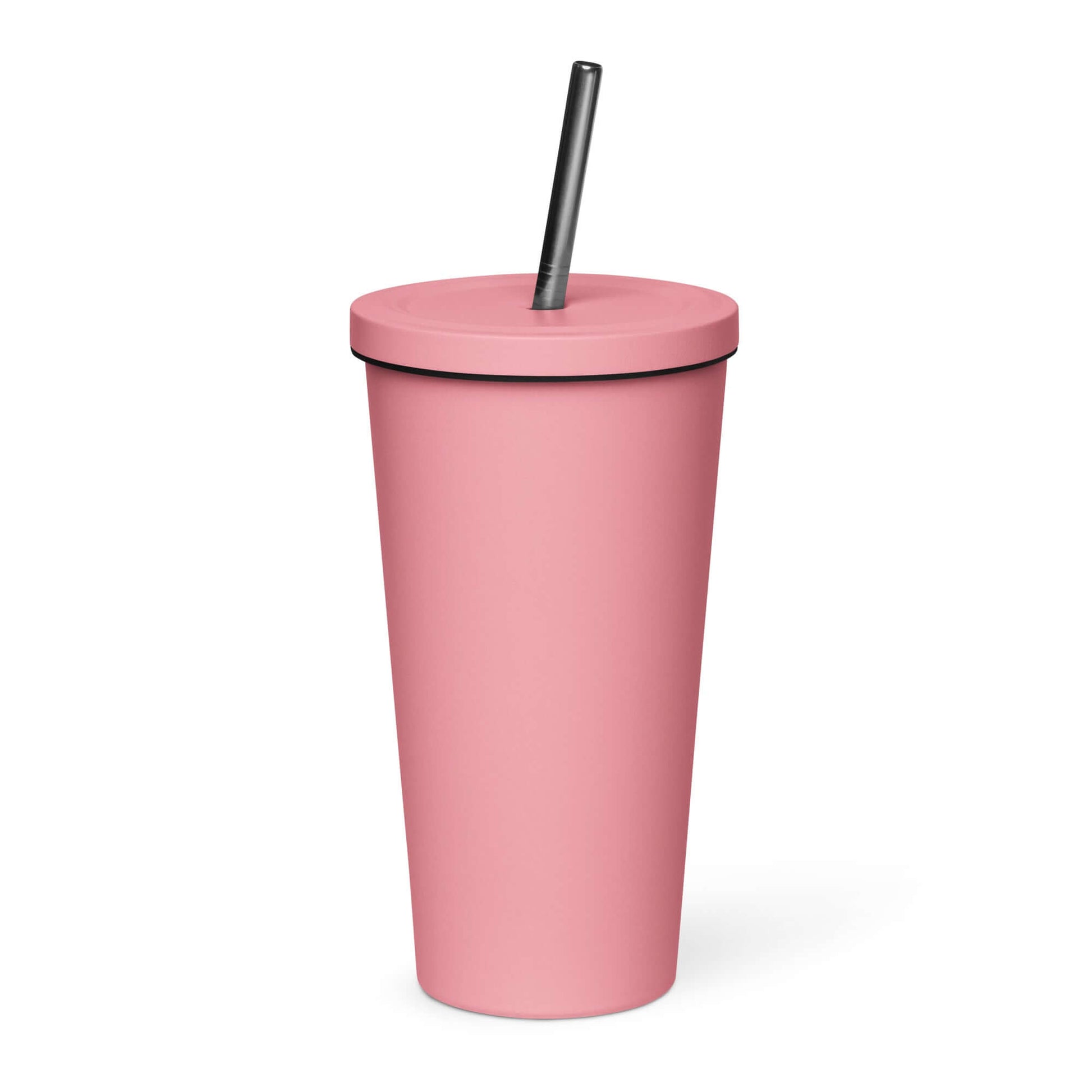 Nowhere2be Insulated Tumbler with a Straw in pink color with a black straw and lid