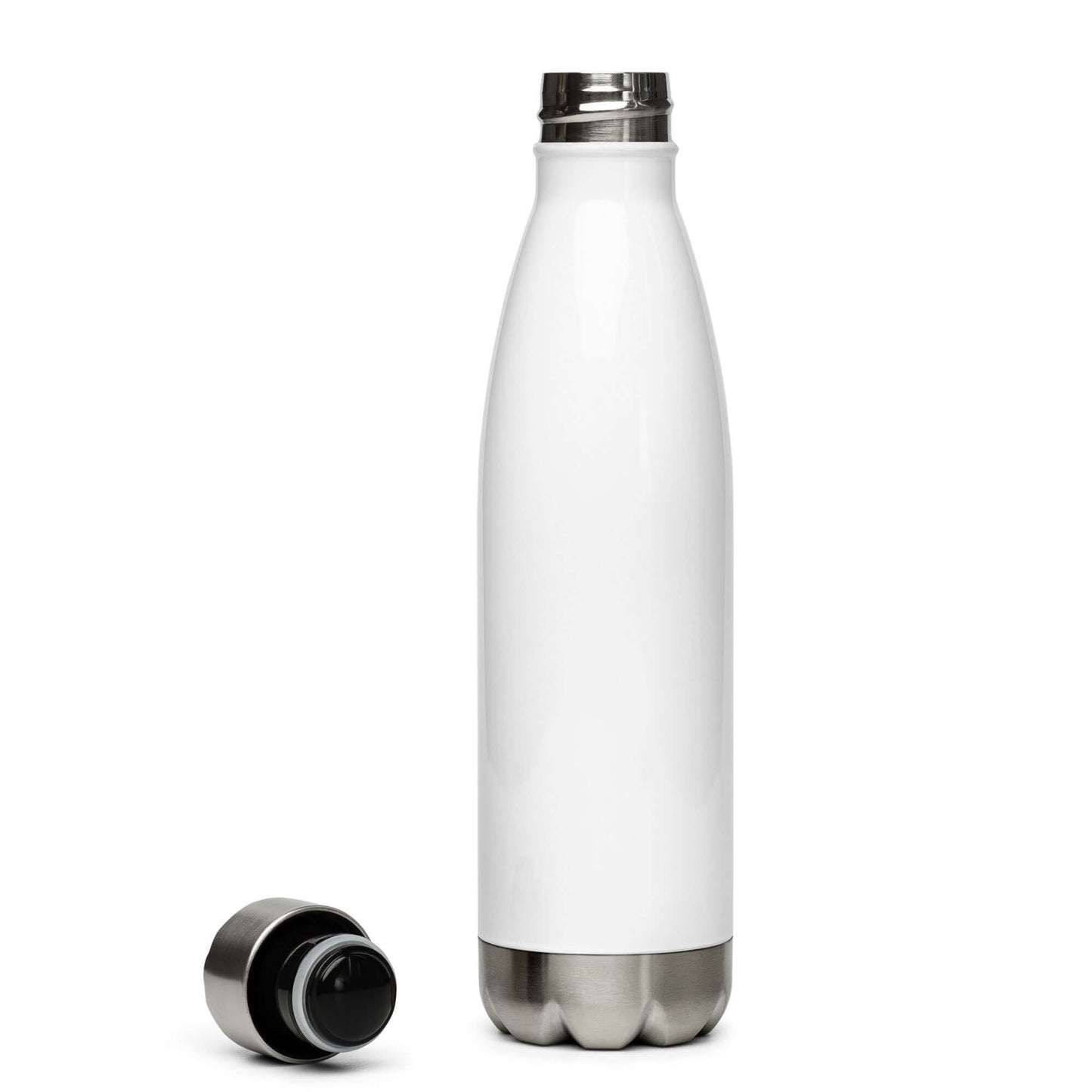 Nowhere2be Stainless Steel Water Bottle in white with a black leak-proof cap.