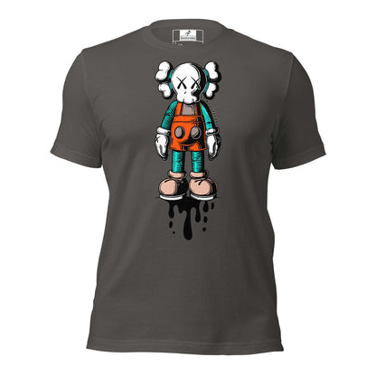 Nowhere2be Drippy Clown Unisex t-shirt featuring a playful cartoon clown design on a gray shirt.