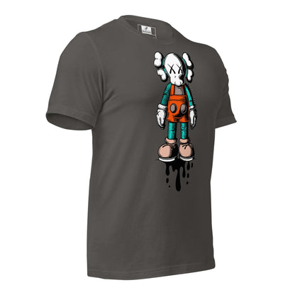 Nowhere2be Drippy Clown Unisex t-shirt featuring unique graphic design on a gray background.
