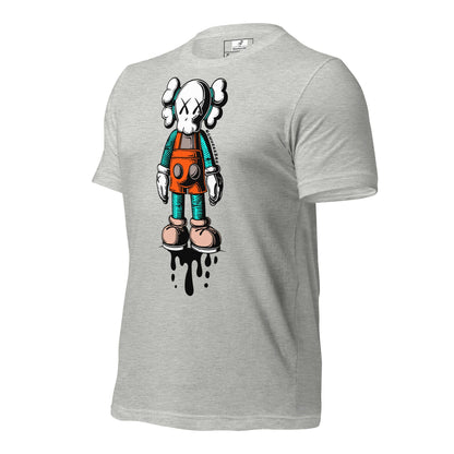 Nowhere2be Drippy Clown Unisex t-shirt featuring a colorful clown graphic design on a gray background.