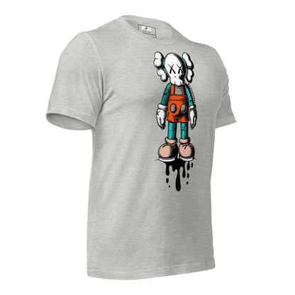 Nowhere2be Drippy Clown Unisex t-shirt featuring a colorful cartoon character design on a gray background.