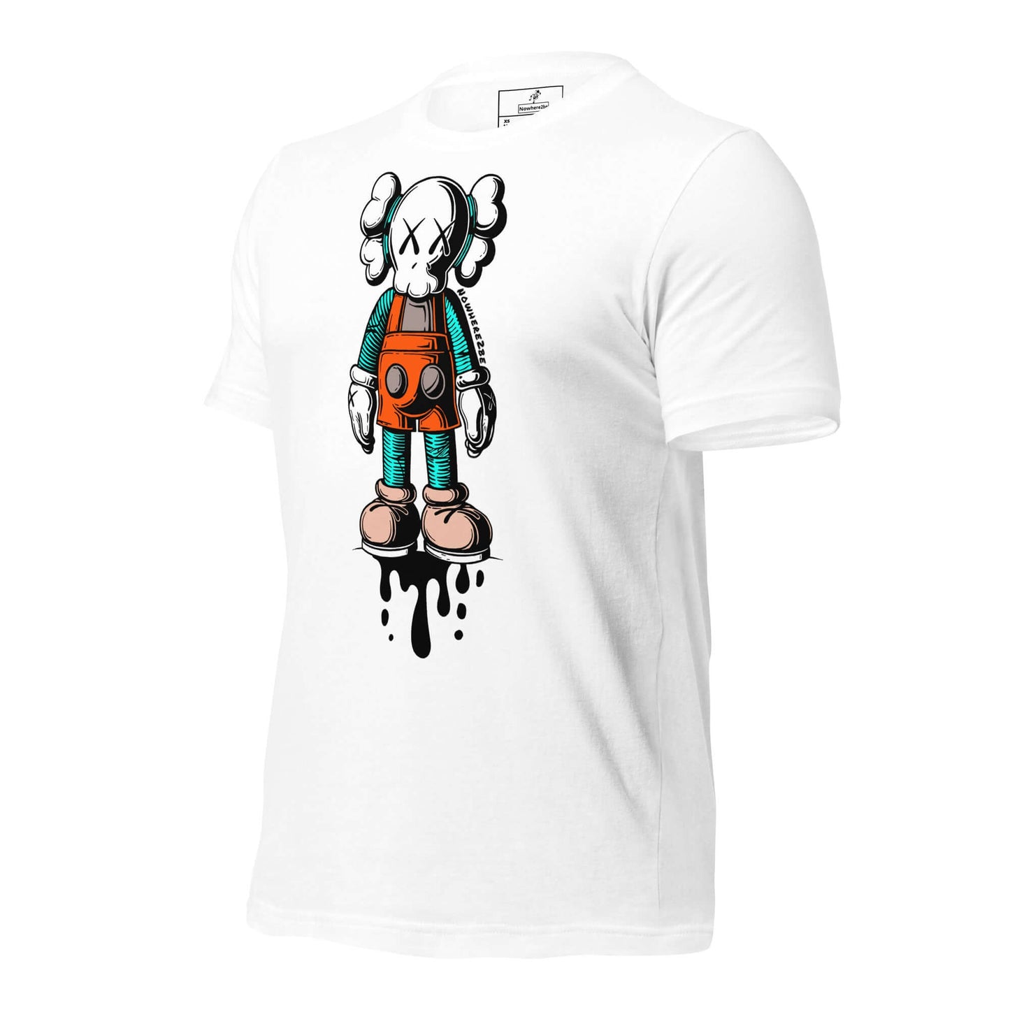 Nowhere2be Drippy Clown Unisex t-shirt featuring a colorful clown graphic on a white background.