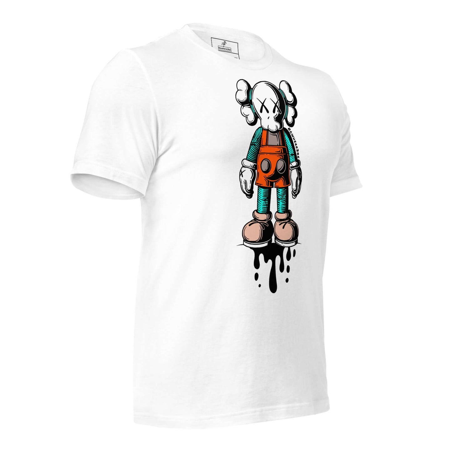 Nowhere2be Drippy Clown Unisex t-shirt featuring a cartoon clown design on a white background.