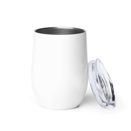 Nowhere2be Wine Tumbler in white with transparent lid, perfect for outdoor parties and keeping drinks at the right temperature.