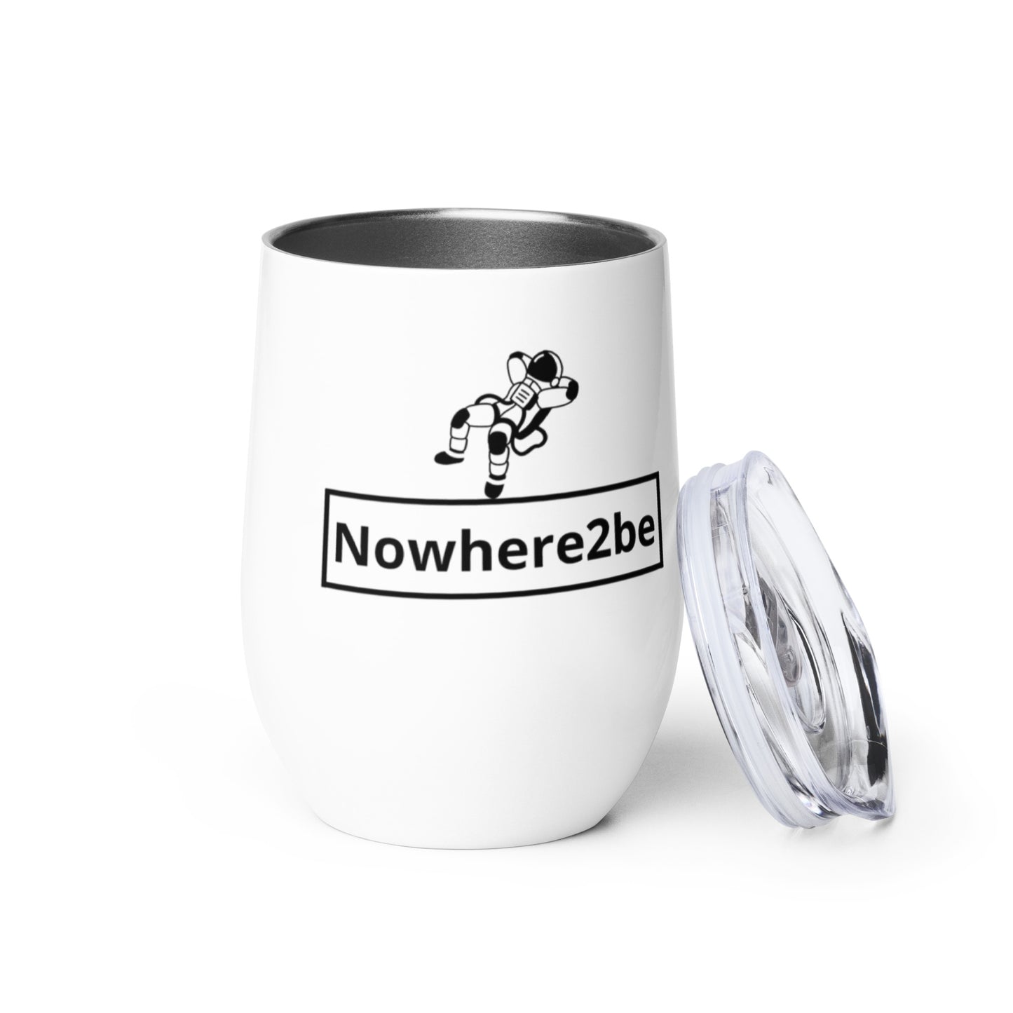 Nowhere2be Wine Tumbler with lid, stainless steel, perfect for outdoor parties and keeping drinks at the right temperature.