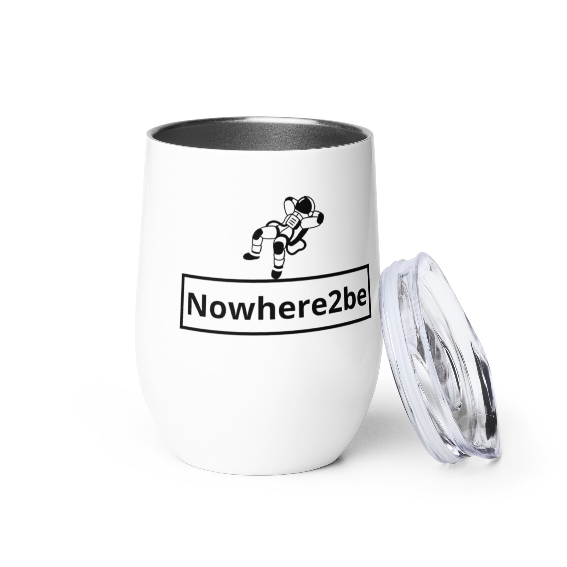 Nowhere2be Wine Tumbler with lid, stainless steel, perfect for outdoor parties and keeping drinks at the right temperature.